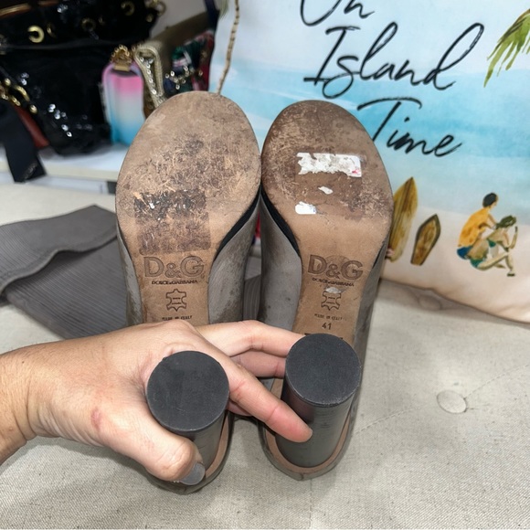 Dolce And Gabbana Vintage Grey Stretch Socks High Boot Heels Size 41 - Picture 11 of 12